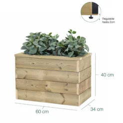Jardinera De Madera Con Autorriego 60x34x40 Cm Nidum Basic Hortalia