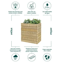 Jardinera De Madera Con Autorriego 75x40x80 Cm Nidum Basic Hortalia