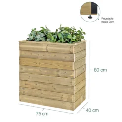 Jardinera De Madera Con Autorriego 75x40x80 Cm Nidum Basic Hortalia