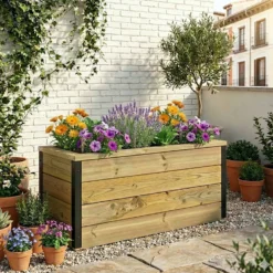 Jardinera De Madera Con Autorriego 86x34x40 Cm Nidum Hortalia