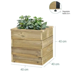 Jardinera De Madera Con Autorriego 40x40x40 Cm Nidum Basic Hortalia