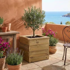 Jardinera De Madera Con Autorriego 40x40x40 Cm Nidum Basic Hortalia