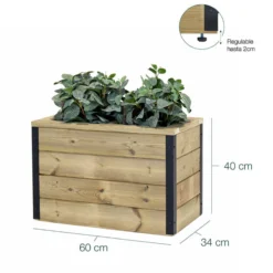 Jardinera De Madera Con Autorriego 60x34x40 Cm Nidum Hortalia