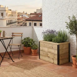 Jardinera De Madera Con Autorriego 60x34x40 Cm Nidum Hortalia