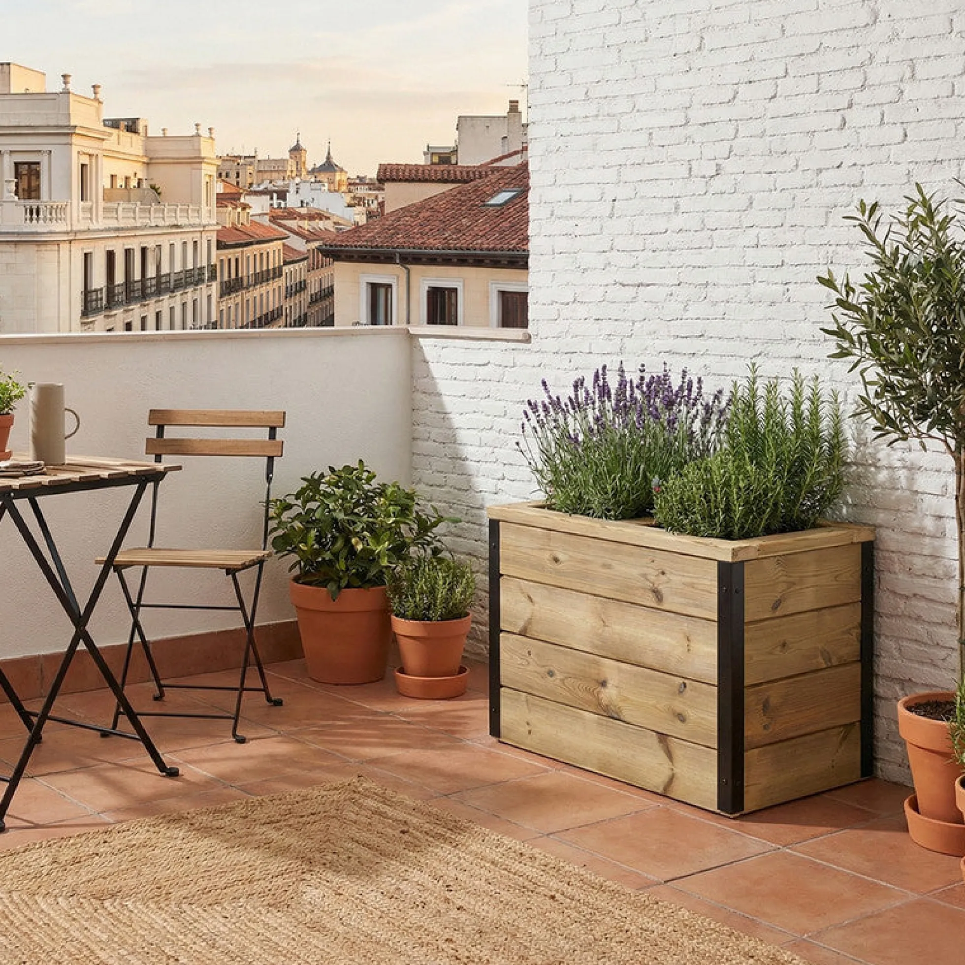 Jardinera De Madera Con Autorriego 60x34x40 Cm Nidum Hortalia