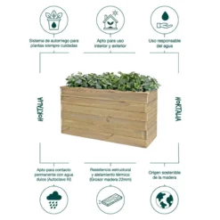 Jardinera De Madera Con Autorriego 110x40x60 Cm Nidum Basic Hortalia