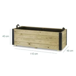Jardinera De Madera Con Refuerzo De Aluminio 110x45x40 Cm Ghio Al Hortalia