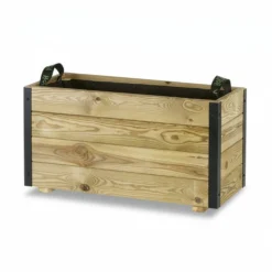 Jardinera De Madera Con Refuerzo De Aluminio 70x30x40 Cm Ghio Al Hortalia