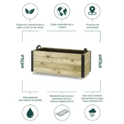Jardinera De Madera Con Refuerzo De Aluminio 90x40x40 Cm Ghio Al Hortalia
