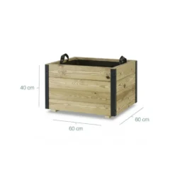 Jardinera De Madera Con Refuerzo De Aluminio 60x60x40 Cm Pun Al Hortalia