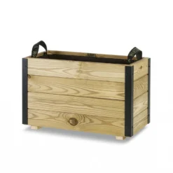 Jardinera De Madera Con Refuerzo De Aluminio 60x30x40 Cm Ghio Al Hortalia