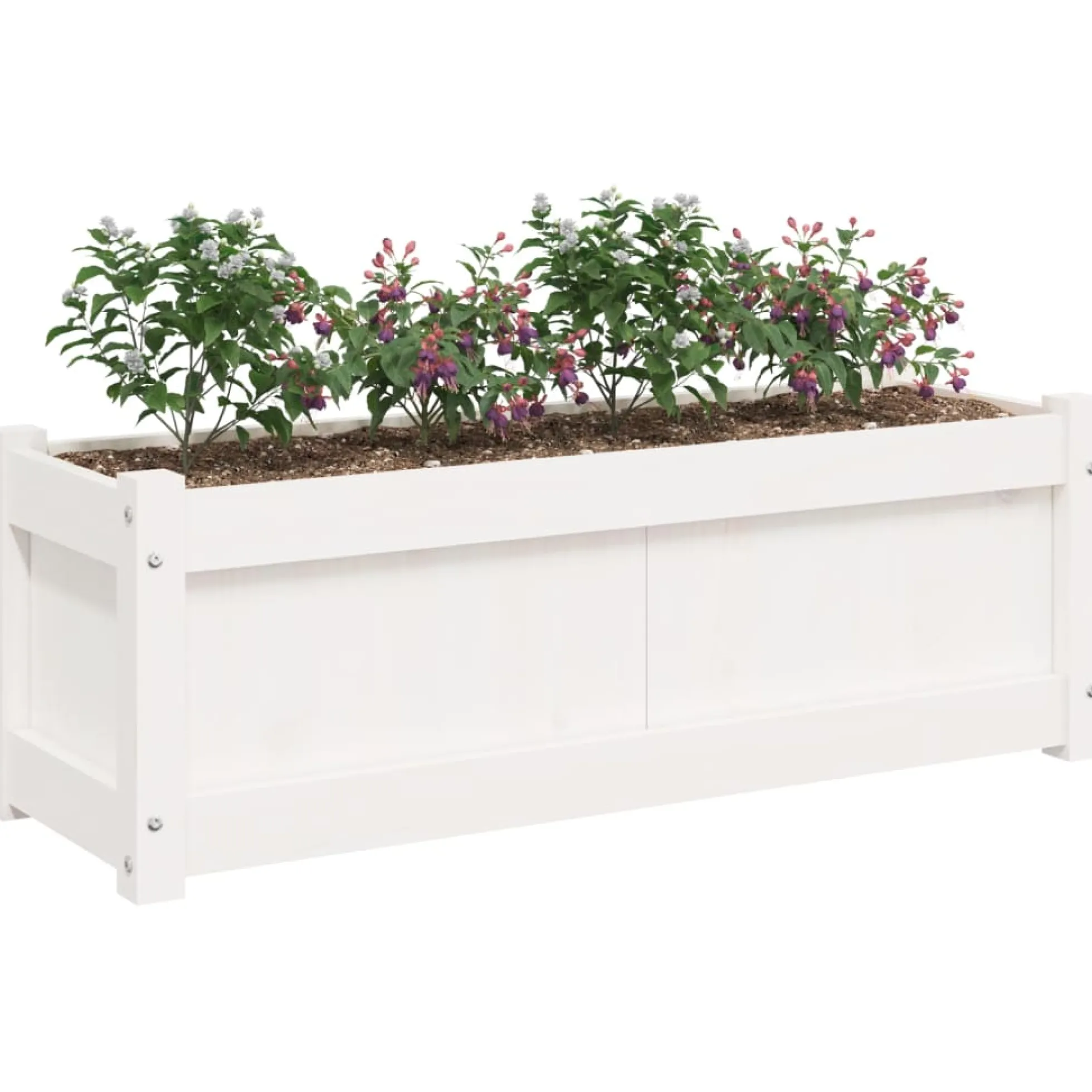 Jardinera De Madera Maciza De Pino Blanca 90x31x31 Cm