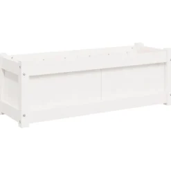 Jardinera De Madera Maciza De Pino Blanca 90x31x31 Cm