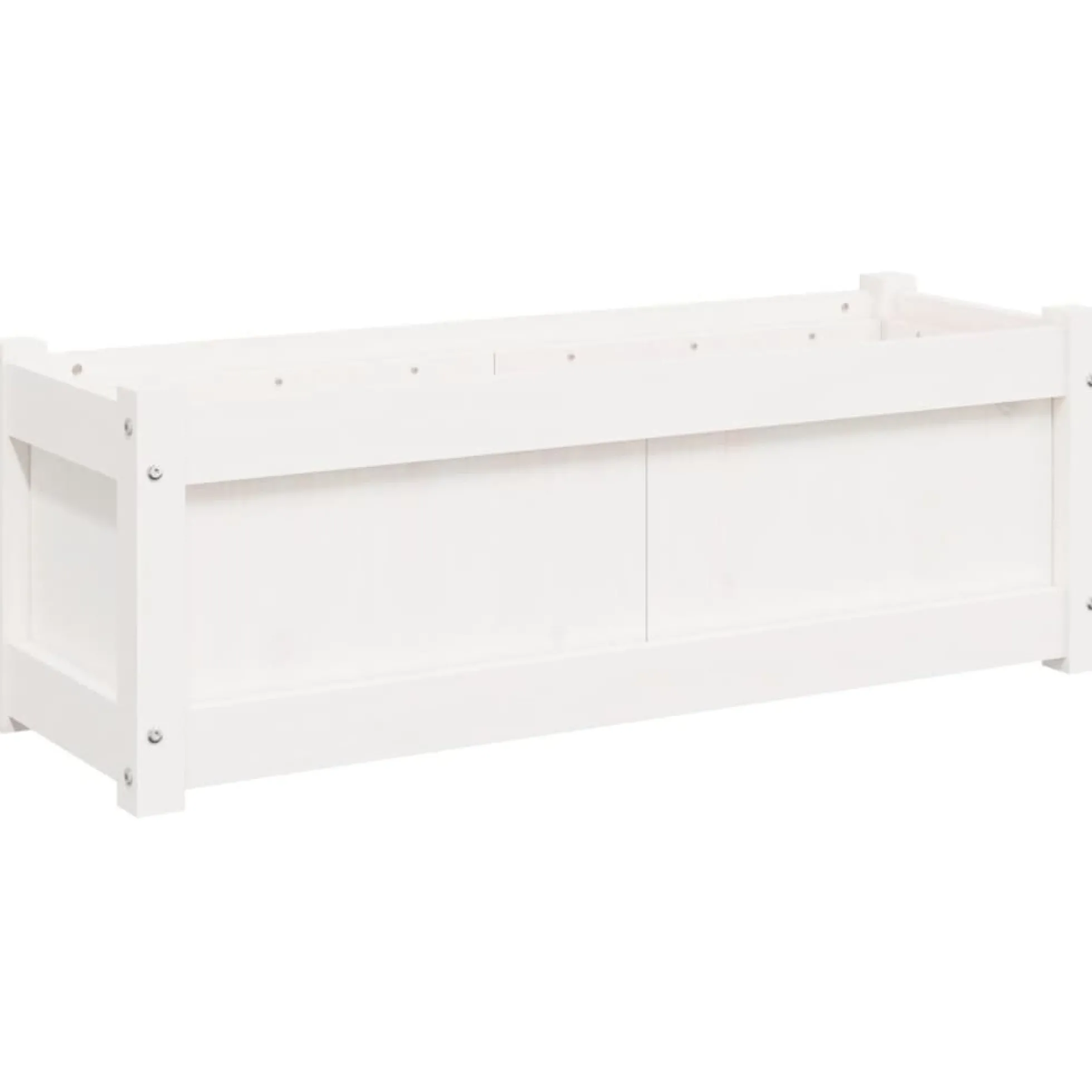 Jardinera De Madera Maciza De Pino Blanca 90x31x31 Cm