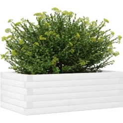 Jardinera De Madera Maciza De Pino Blanca 70x40x23 Cm