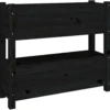 Jardinera De Madera Maciza De Pino Negro 77x25x66 Cm