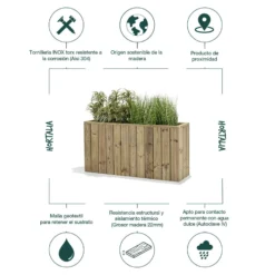 Jardinera De Madera Para Exterior 120x34x60 Cm Atrium Hortalia