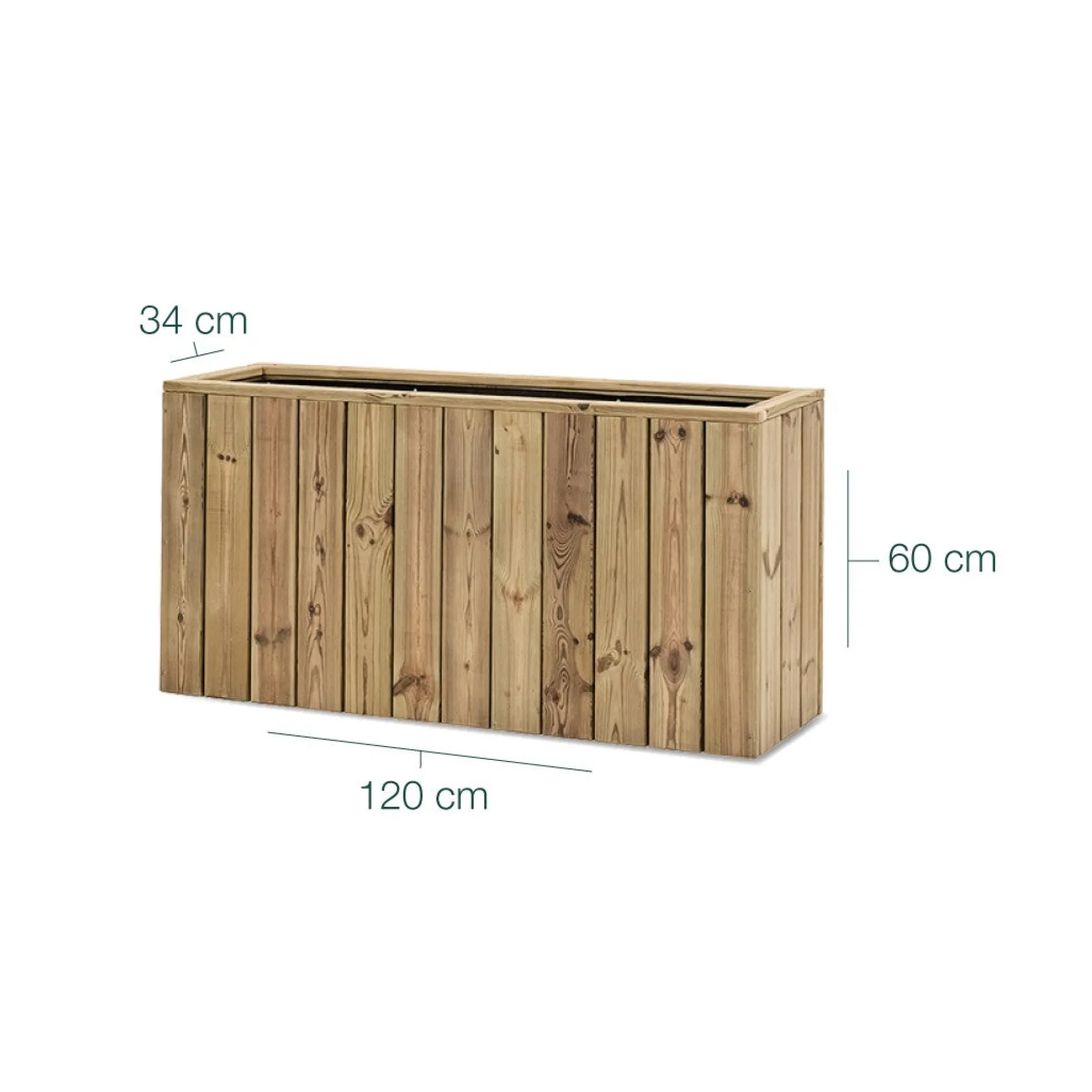 Jardinera De Madera Para Exterior 120x34x60 Cm Atrium Hortalia