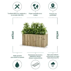 Jardinera De Madera Para Exterior 80x34x40 Cm Atrium Hortalia