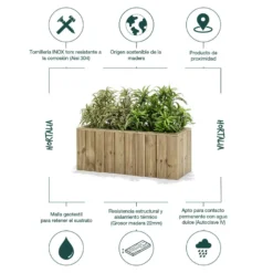 Jardinera De Madera Para Exterior 100x34x40 Cm Atrium Hortalia