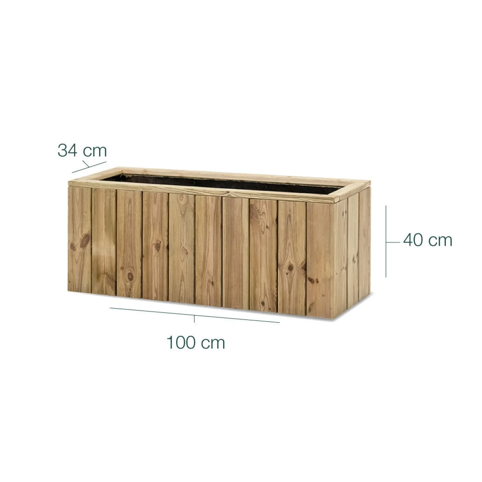 Jardinera De Madera Para Exterior 100x34x40 Cm Atrium Hortalia