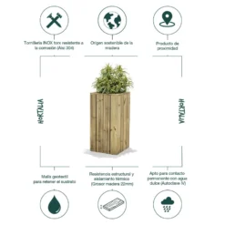 Jardinera De Madera Para Exterior 40x40x80 Cm Atrium Hortalia