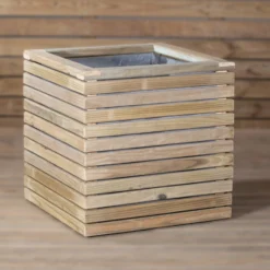 Jardinera Luxe De Madera Tratada Vidahuerto 40x40x40 Cm.