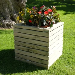 Jardinera Luxe De Madera Tratada Vidahuerto 40x40x40 Cm.