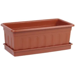 Jardinera Marron Modelo Azahar 60 X 22 X 15+ Plato 60 X 22 Cm Venta Unitaria