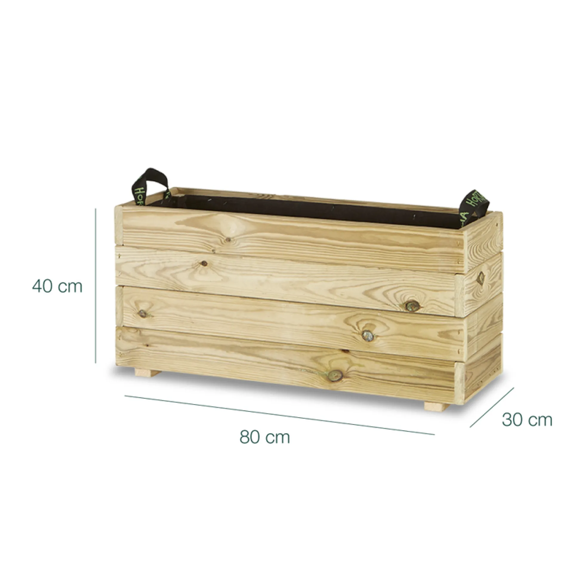 Jardinera Rectangular De Madera Tratada 80x30x40 Cm Ghio Hortalia