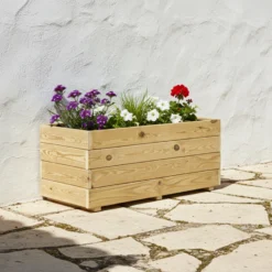 Jardinera Rectangular De Madera Tratada 110x45x40 Cm Ghio Hortalia