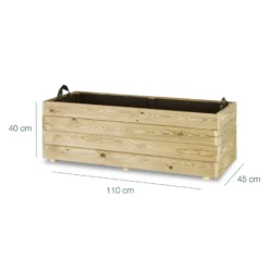 Jardinera Rectangular De Madera Tratada 110x45x40 Cm Ghio Hortalia