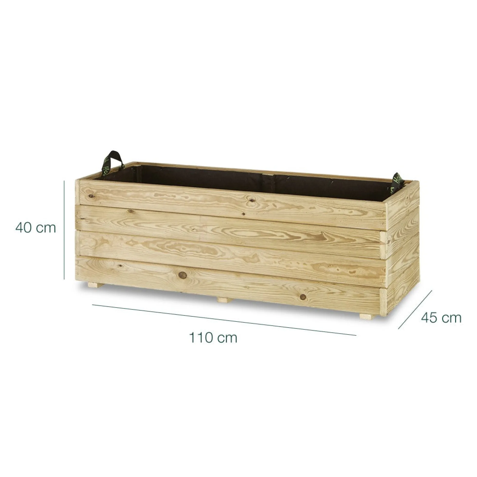 Jardinera Rectangular De Madera Tratada 110x45x40 Cm Ghio Hortalia