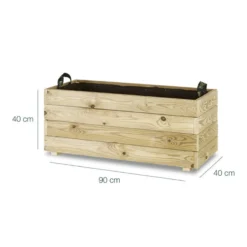Jardinera Rectangular De Madera Tratada 90x40x40 Cm Ghio Hortalia