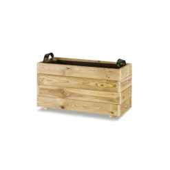 Jardinera Rectangular De Madera Tratada 70x30x40 Cm Ghio Hortalia