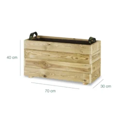 Jardinera Rectangular De Madera Tratada 70x30x40 Cm Ghio Hortalia