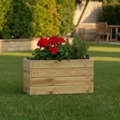 Jardinera Rectangular De Madera Tratada 70x30x40 Cm Ghio Hortalia