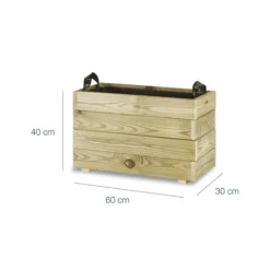 Jardinera Rectangular De Madera Tratada 60x30x40 Cm Ghio Hortalia