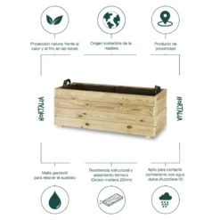Jardinera Rectangular De Madera Tratada 100x40x40 Cm Ghio Hortalia