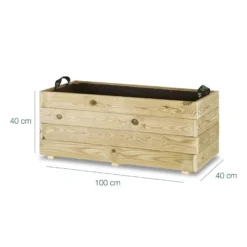 Jardinera Rectangular De Madera Tratada 100x40x40 Cm Ghio Hortalia