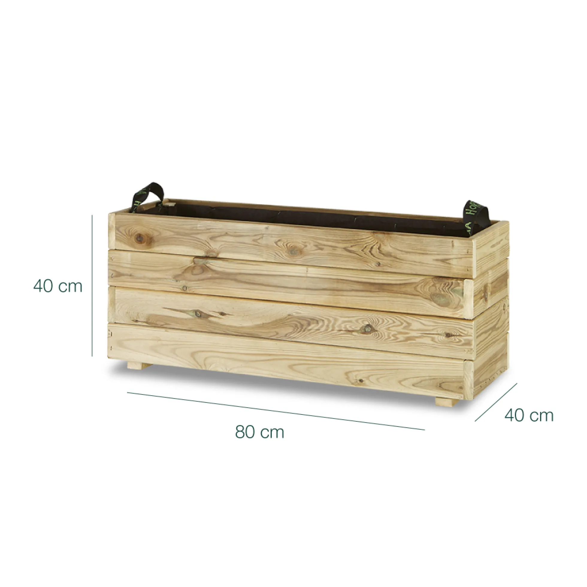 Jardinera Rectangular De Madera Tratada 80x40x40 Cm Ghio Hortalia