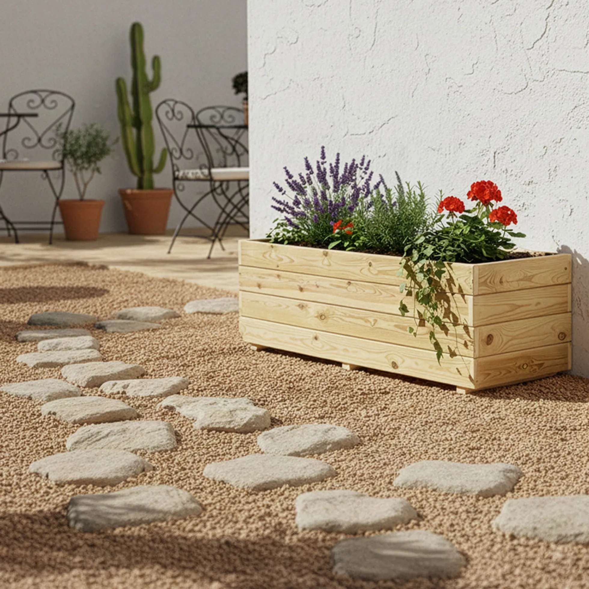 Jardinera Rectangular De Madera Tratada 120x45x40 Cm Ghio Hortalia