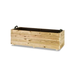 Jardinera Rectangular De Madera Tratada 120x45x40 Cm Ghio Hortalia