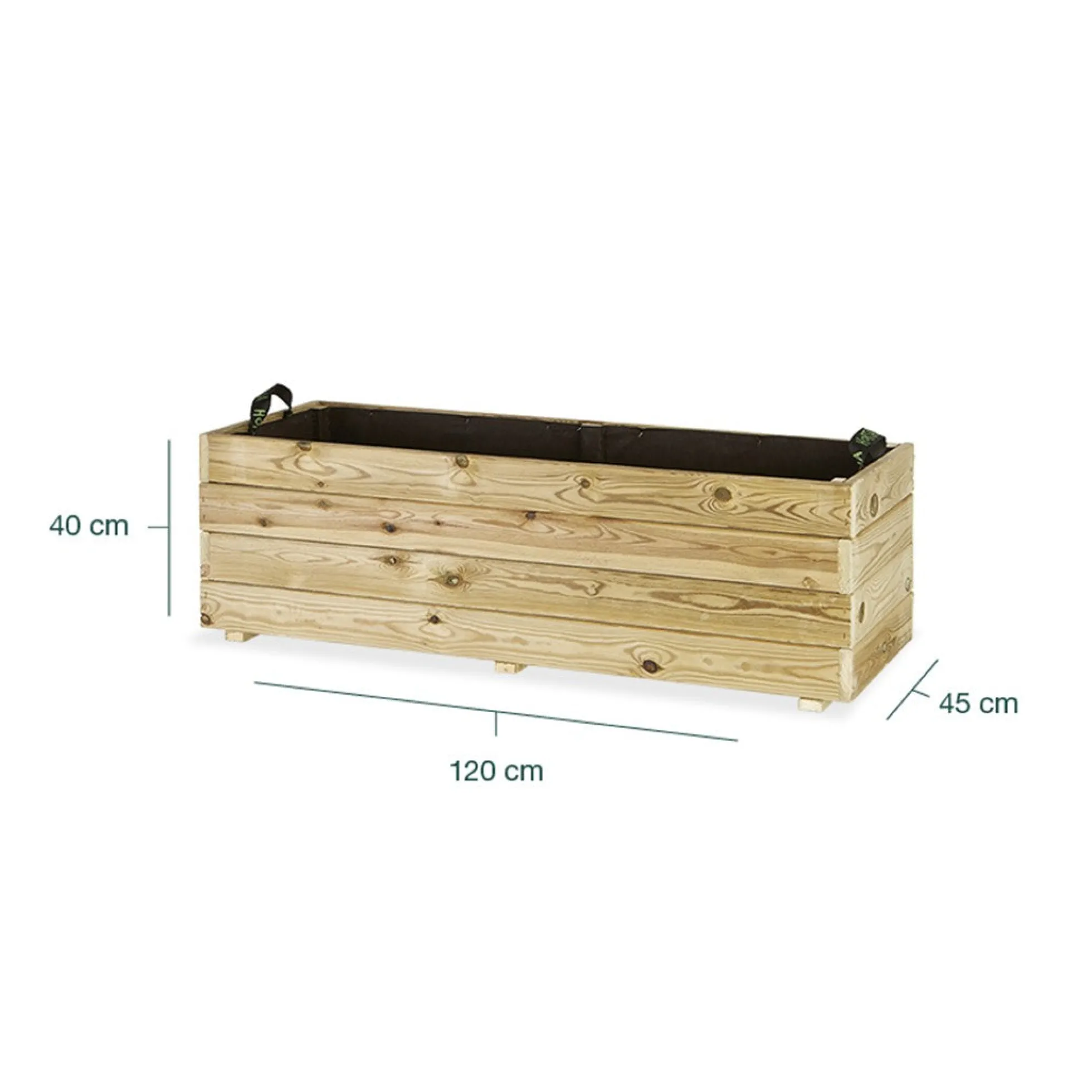 Jardinera Rectangular De Madera Tratada 120x45x40 Cm Ghio Hortalia