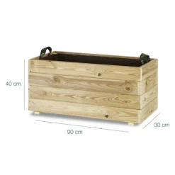 Jardinera Rectangular De Madera Tratada 90x30x40 Cm Ghio Hortalia
