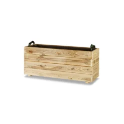 Jardinera Rectangular De Madera Tratada 90x30x40 Cm Ghio Hortalia