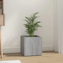 Jardinera Sonoma Gris 40x40x40 Cm Madera De Ingeniería