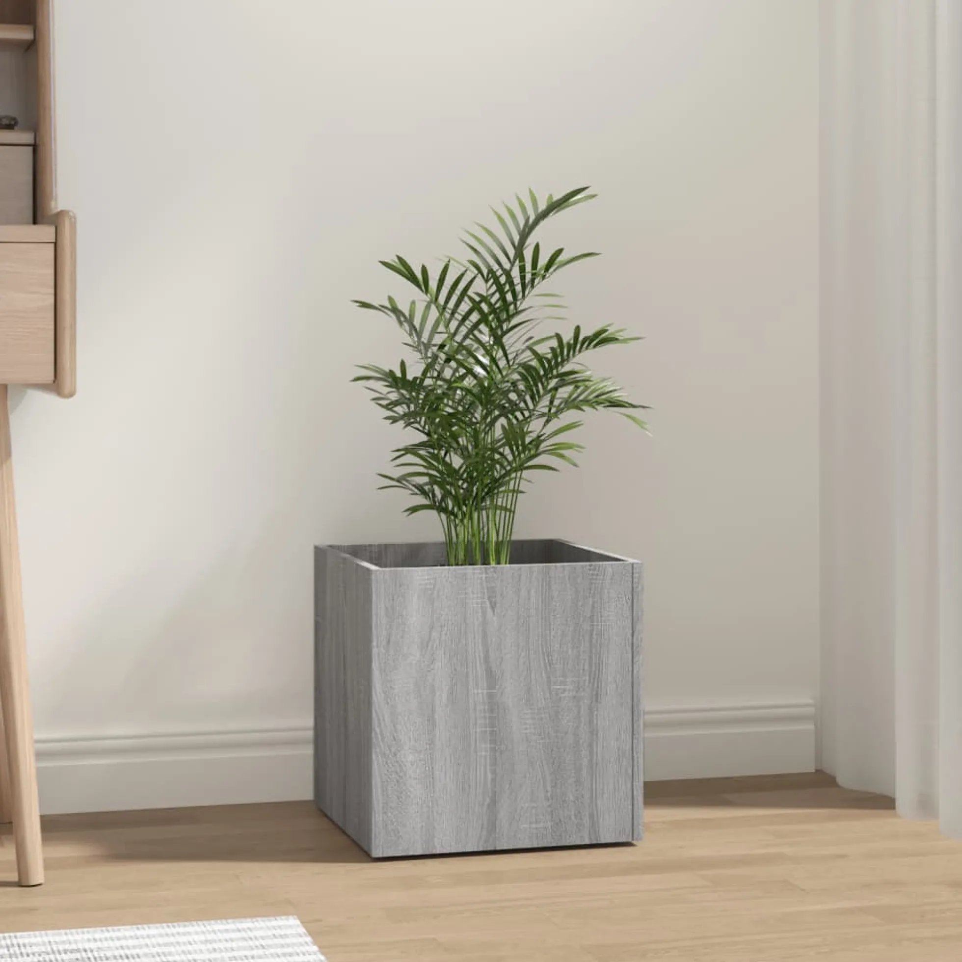 Jardinera Sonoma Gris 40x40x40 Cm Madera De Ingeniería