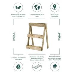 Jardinera Vertical Madera Tratada Exterior Stand Line Island KD 3B Hortalia