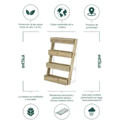 Jardinera Vertical Madera Tratada Exterior Stand Line Floor KD 4B Hortalia